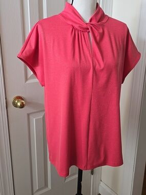 LIZ CLAIBORNE BRAND WOMEN'S PINK & GOLD SHORT SLEEVES PULLOVER TOP SIZE LARGE